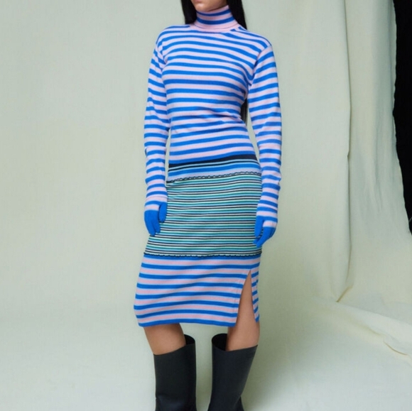 NWT MARNIxUNIQLO MERINO BLEND STRIPED KNITTED SKIRT SIZE XS - Picture 1 of 6